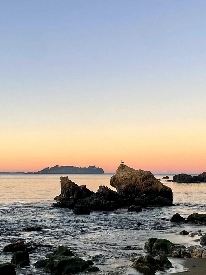 Costa rocosa al atardecer