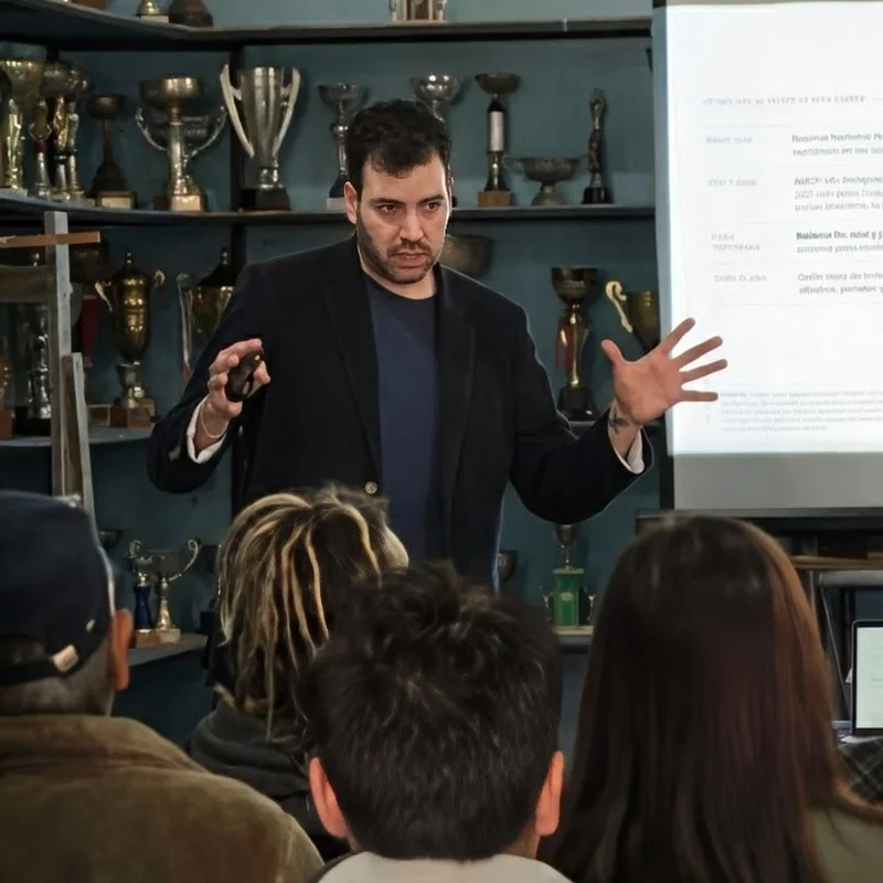 Público del taller de marca territorial de La Higuera escuchando la charla, en primer plano